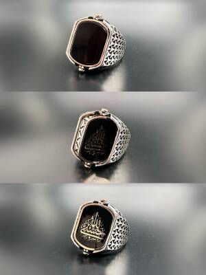 2 SIDED ZIRCON STONE SILVER MEN'S RING - 1