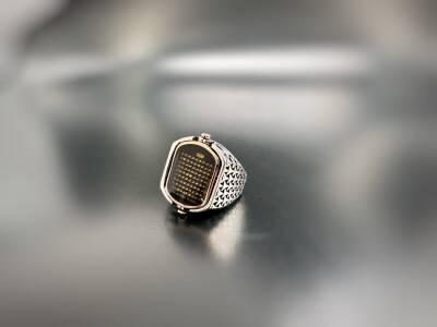 2 SIDED ZIRCON STONE SILVER MEN'S RING - 2