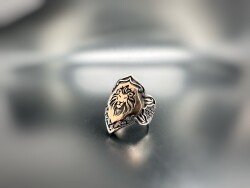 LION FIGURE SILVER MEN'S RING - 1