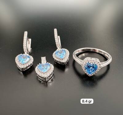 HEART AQUAMARINE STONE WOMEN'S SET - 1