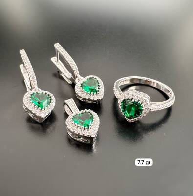 HEART EMERALD ZIRCON STONE WOMEN'S SET - 1