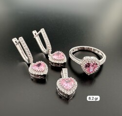 HEART PINK ZIRCON STONE WOMEN'S SET - 1