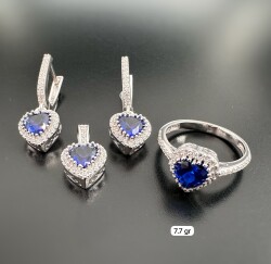 HEART SAPPHIRE ZIRCON STONE WOMEN'S SET - 1