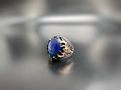 LAPIS LAZULI SILVER MEN'S RING - 1