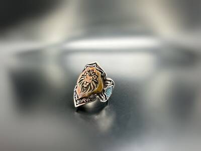 LION FIGURE SILVER MEN'S RING - 1