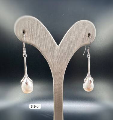 NATURAL PEARL SILVER WOMEN'S EARRINGS - 1