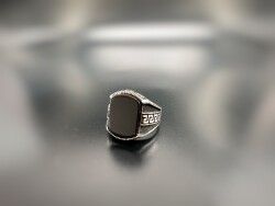 ONYX STONE SILVER MEN'S RING - 1