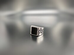 ONYX STONE SILVER MEN'S RING - 1