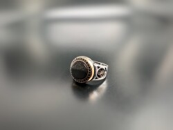 ONYX STONE SILVER MEN'S RING - 1