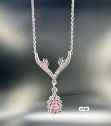 PINK ZIRCON STONE WOMEN'S NECKLACE - 1