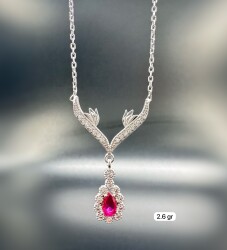 RUBY ZIRCON STONE WOMEN'S NECKLACE - 1