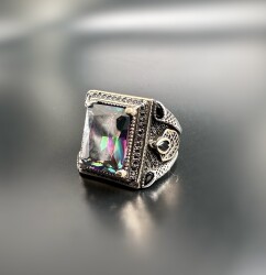 MYSTIC TOPAZ ZIRCON SILVER MEN'S RING - 1