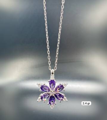 SNOWFLAKE AMETHYST ZIRCON STONE WOMEN'S NECKLACE - 1