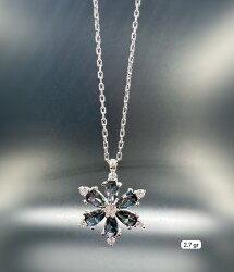 SNOWFLAKE MYSTIC TOPAZ ZIRCON STONE WOMEN'S NECKLACE - 1