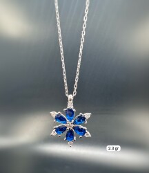 SNOWFLAKE SAPPHIRE ZIRCON STONE WOMEN'S NECKLACE - 1