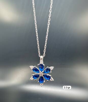 SNOWFLAKE SAPPHIRE ZIRCON STONE WOMEN'S NECKLACE - 1