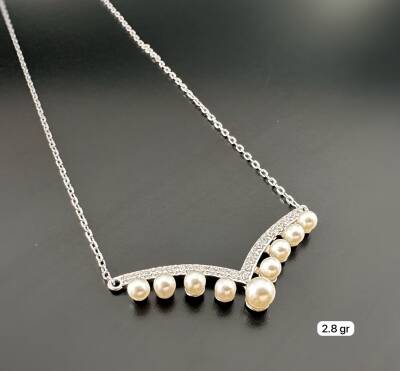 STONE AND NATURAL PEARL WOMEN'S NECKLACE - 1