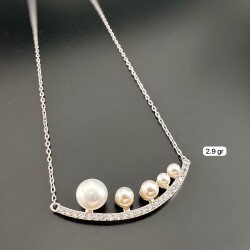 STONE AND NATURAL PEARL WOMEN'S NECKLACE - 1